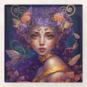 Paarse Elf Fairy Fantasy Art Glazen Onderzetter (Voorkant)