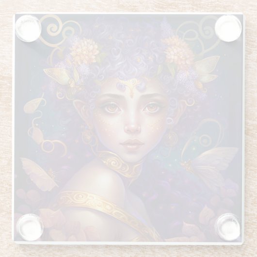 Paarse Elf Fairy Fantasy Art Glazen Onderzetter (Achterkant)
