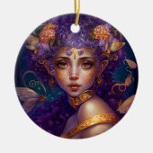 Paarse Elf Fairy Fantasy Art Keramisch Ornament (Voorkant)