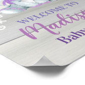 Paarse ellephant welkomstbord, meisjesdouche poster (Hoek)