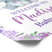 Paarse ellephant welkomstbord, Rozen voor meisjes Poster (Hoek)