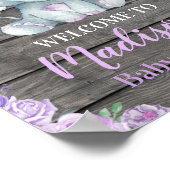 Paarse ellephant welkomstbord, Rozen voor meisjes Poster (Hoek)