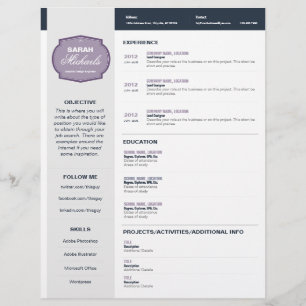 Paarse Emblem Resume Briefhoofd Ontwerp