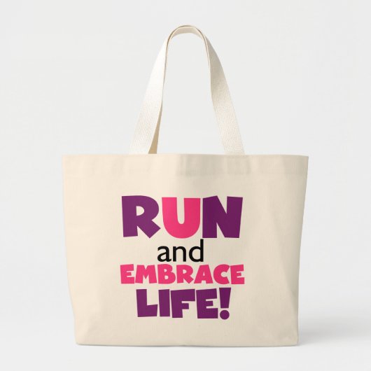 Paarse Embrace Life Roze Grote Tote Bag (Voorkant)