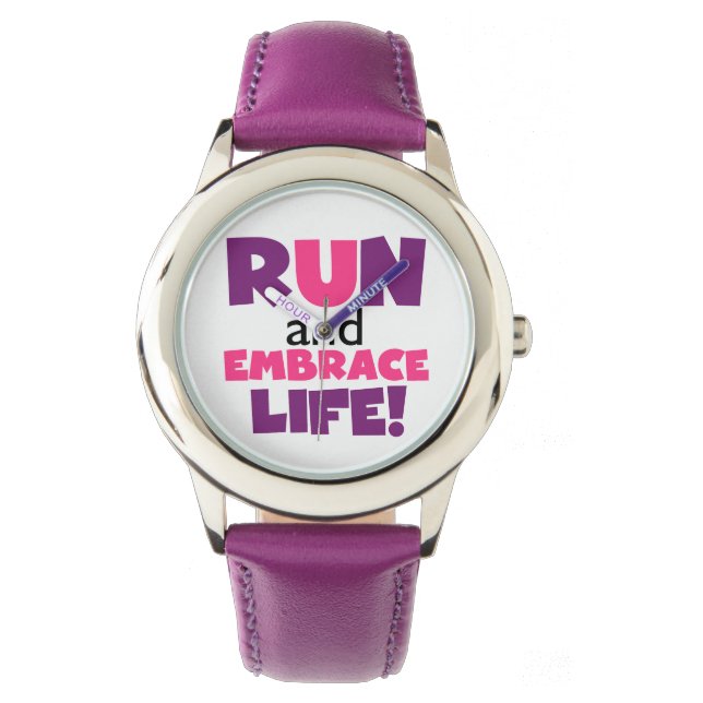 Paarse Embrace Life Roze Horloge (Voorkant)