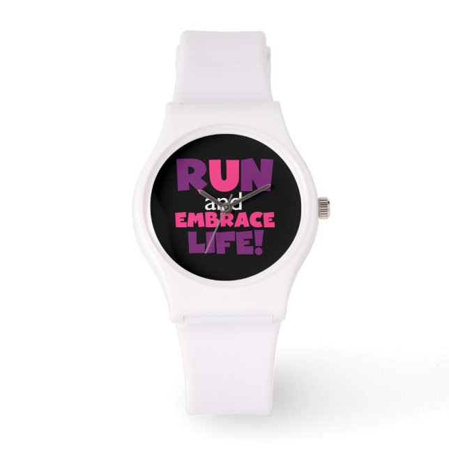 Paarse Embrace Life Roze Horloge (Voorkant)
