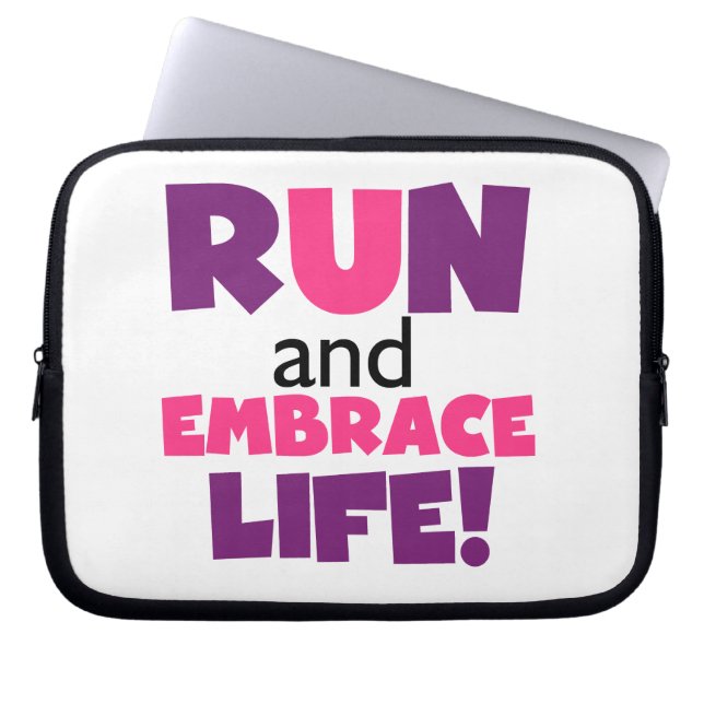 Paarse Embrace Life Roze Laptop Sleeve (Voorkant)