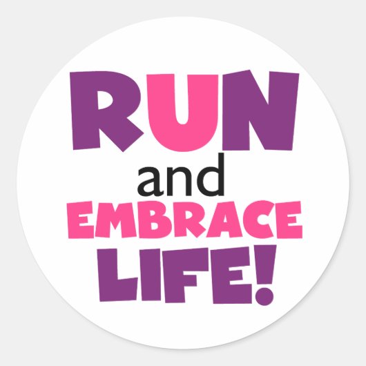 Paarse Embrace Life Roze Ronde Sticker (Voorkant)