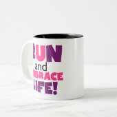 Paarse Embrace Life Roze Tweekleurige Koffiemok (Voorkant links)