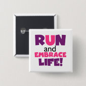Paarse Embrace Life Roze Vierkante Button 5,1 Cm (Voorkant /achterkant)