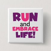 Paarse Embrace Life Roze Vierkante Button 5,1 Cm (Voorkant)