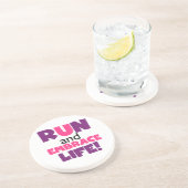 Paarse Embrace Life Roze Zandsteen Onderzetter (Zijkant)