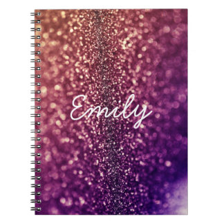Paarse EMILY bling glitter notebook Notitieboek
