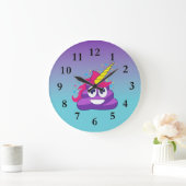 Paarse Emoji Poop Unicorn Ombre Wall klok (Huis)