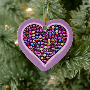 Paarse Emoji's hart Keramisch Ornament