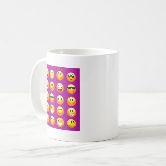 paarse emojis koffiemok (Voorkant links)