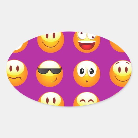 paarse emojis ovale sticker (Voorkant)