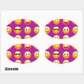 paarse emojis ovale sticker (Vel)