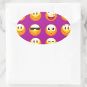 paarse emojis ovale sticker (Tas)