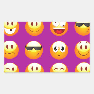 paarse emojis rechthoekige sticker