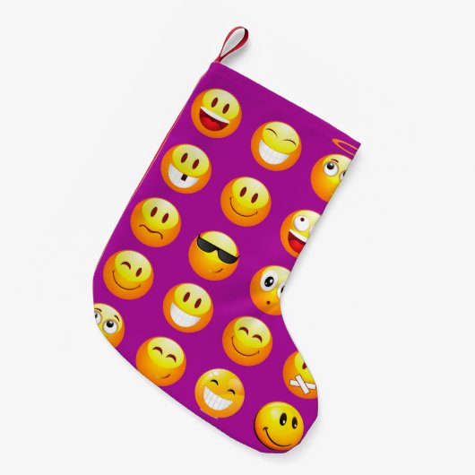 paarse emojis xmas kerstmis kleine kerstsok (Voorkant (Hangend))