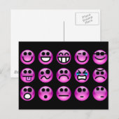 Paarse Emoticons Briefkaart (Voorkant / Achterkant)