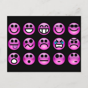 Paarse Emoticons Briefkaart