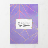 Paarse en aangepaste foto Quinceañera Drieluik Uitnodiging (Cover)