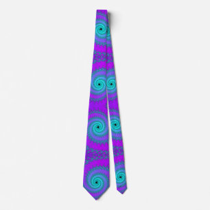 Paarse en Aqua Blue fractale spiralen Stropdas