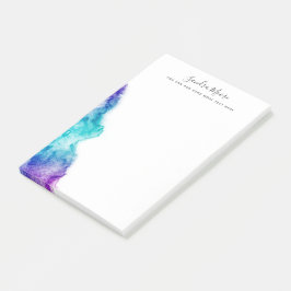 Paarse en aqua blue waterverf gepersonaliseerde na post-it® notes