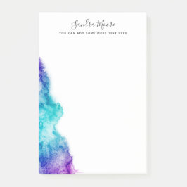 Paarse en aqua blue waterverf gepersonaliseerde na post-it® notes