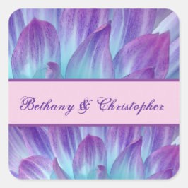 PAARSE en AQUA DAHLIA Bruiloft Collectie 001 Vierkante Sticker