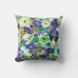 Paarse en Aqua Floral Pillow Kussen