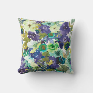 Paarse en Aqua Floral Pillow Kussen