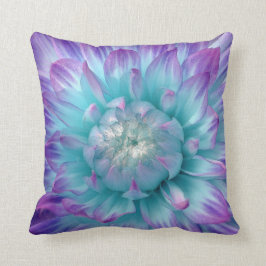 Paarse en Aqua gekleurde Dahlia Kussen