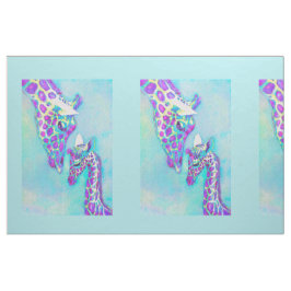 Paarse en Aqua-Giraffes- groot Stof