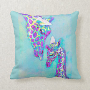 paarse en aqua giraffes pillow kussen
