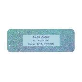 Paarse en Aqua Glitter Etiket (Voorkant)