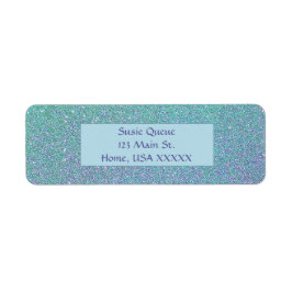 Paarse en Aqua Glitter Etiket