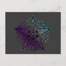 Paarse en aqua-intricate pentakel briefkaart