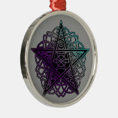 Paarse en aqua-intricate pentakel metalen ornament (Rechts)