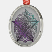 Paarse en aqua-intricate pentakel metalen ornament (Links)