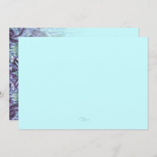 Paarse en Aqua Mint Tapestry Invitation Kaart (Voorkant / Achterkant)