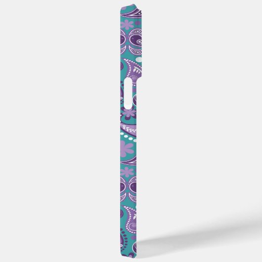 PAARSE EN AQUA PAISLEY PATTERNS Case-Mate iPhone CASE (Achterkant / Rechts)