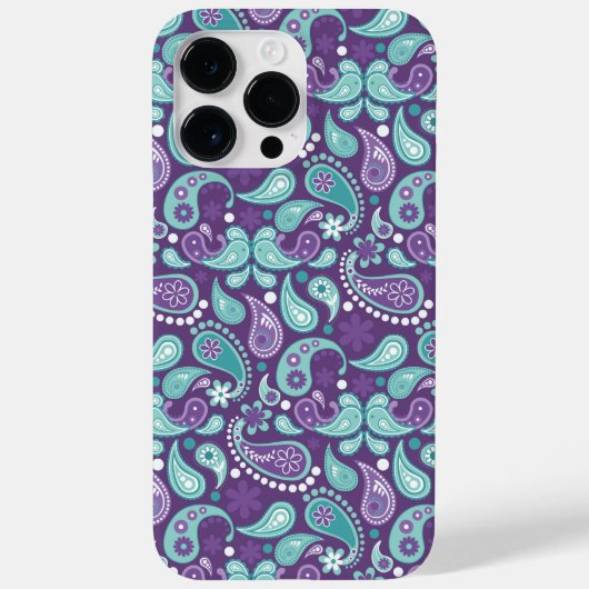 PAARSE EN AQUA PAISLEY PATTERNS Case-Mate iPhone CASE (Achterkant)