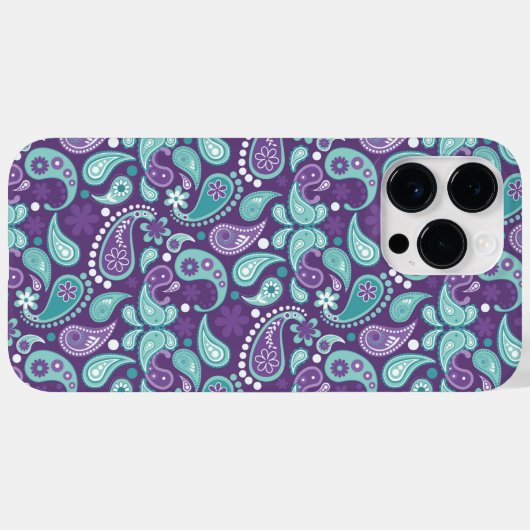 PAARSE EN AQUA PAISLEY PATTERNS Case-Mate iPhone CASE (Achterkant (horizontaal))