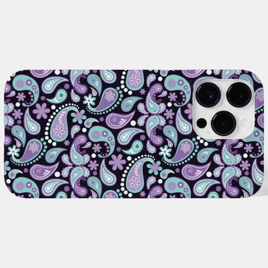 PAARSE EN AQUA PAISLEY PATTERNS Case-Mate iPhone CASE (Achterkant (horizontaal))