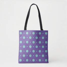 Paarse en Aqua Polka Dot Canvas tas