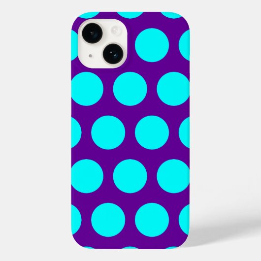 Paarse en Aqua Polka Dots Case-Mate iPhone Case (Achterkant)