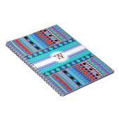 Paarse en Aqua Tribal Beat Zigzag Stripes Patroon Notitieboek (Rechterzijde)